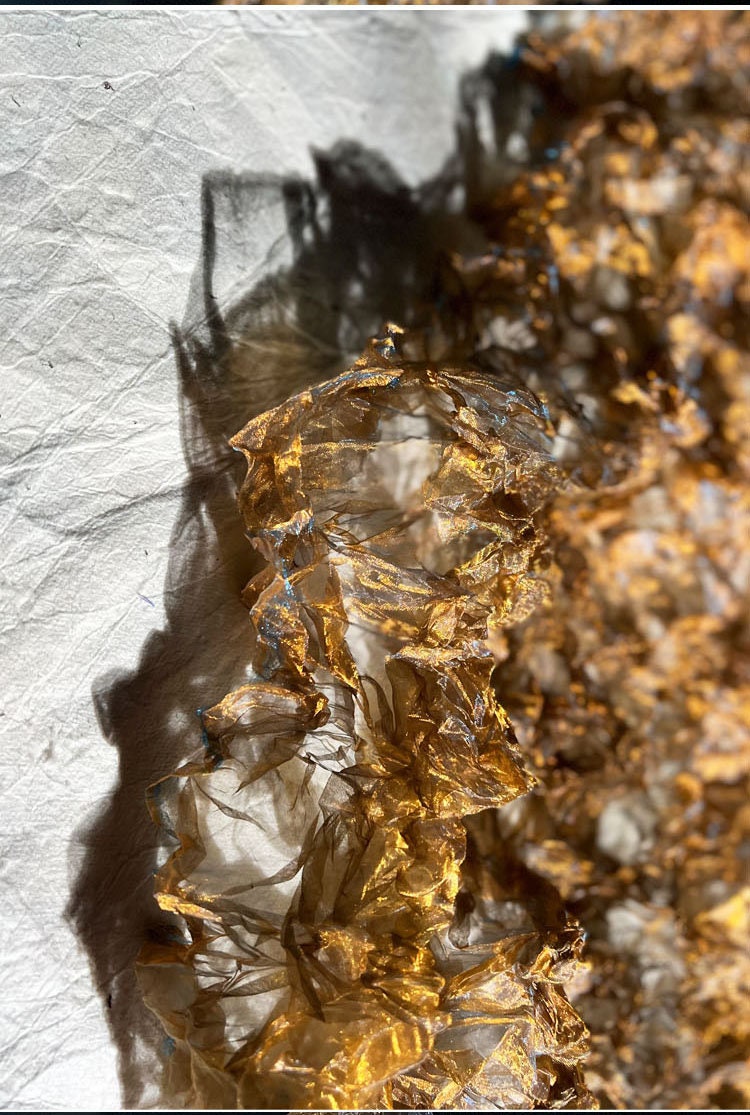 3D Texture Organza Fabric: Irregular Crystal Folds, 55"W