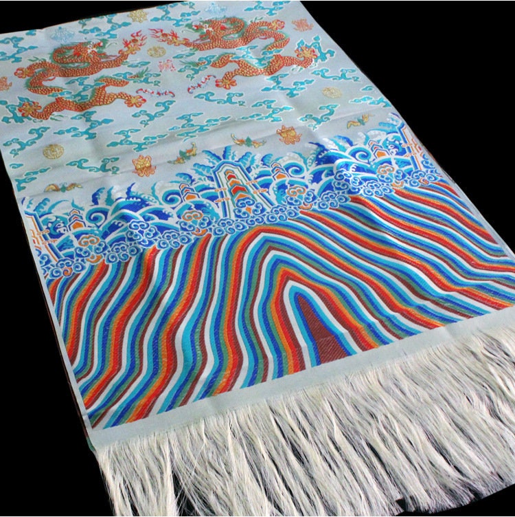 Five Dragon Tibetan Silk Brocade Fabric: Colorful Woven Ornaments