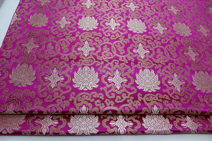Chinese Medallion Brocade Fabric: 35" Wide, Silk Blend