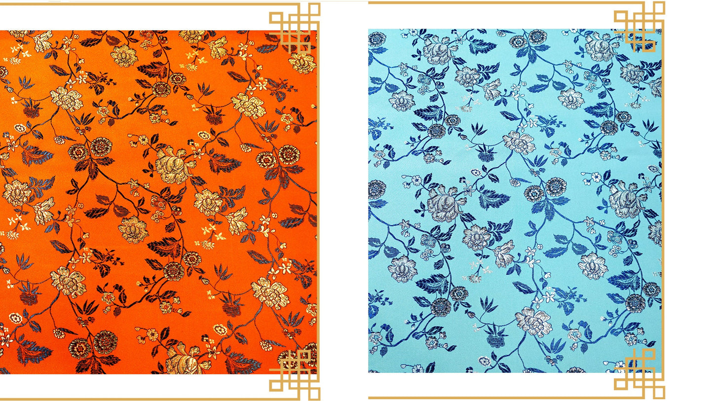 Peony Flower Damask Brocade Fabric: 45"W Chinese Sewing Quilting