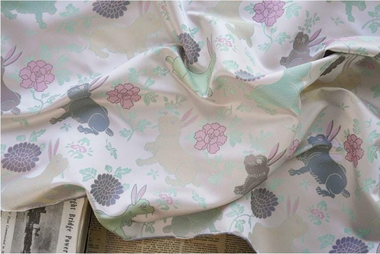 Rabbit Brocade Fabric: 59"W Chinese Cheongsam, Tibetan Robe Sewing