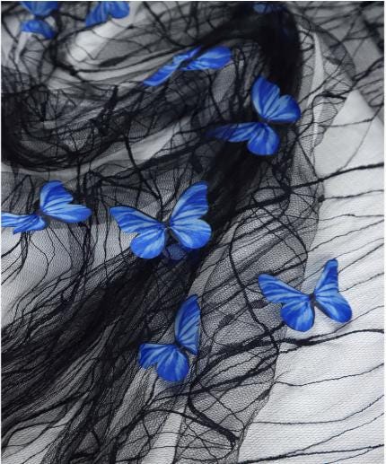 Butterfly Embroidered Sequin Tulle Mesh Fabric - 62" Wide