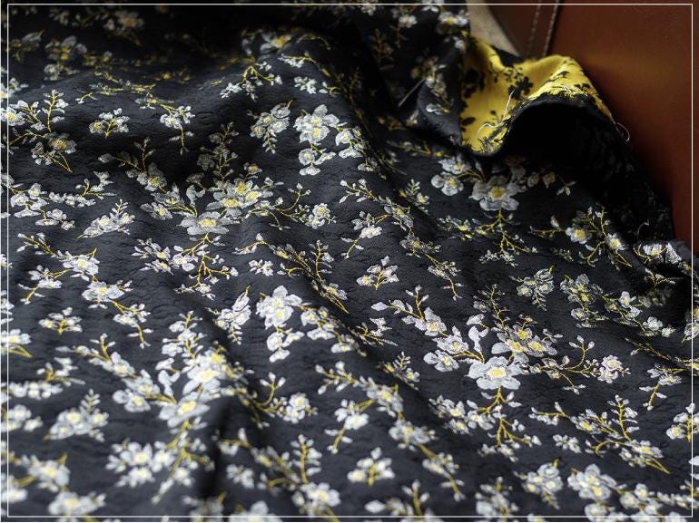 Gold Thread Jacquard Fabric: Retro Reversible Upholstery, Costume, Decor