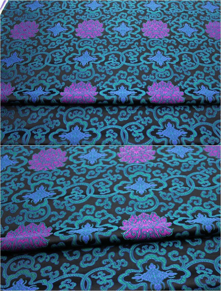 Floral Medallion Brocade Fabric: Silk Rayon Blend, 29.5" Wide