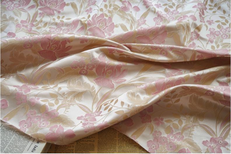 Lotus Brocade Satin Fabric: 60" Wide Chinese Style Sewing Material