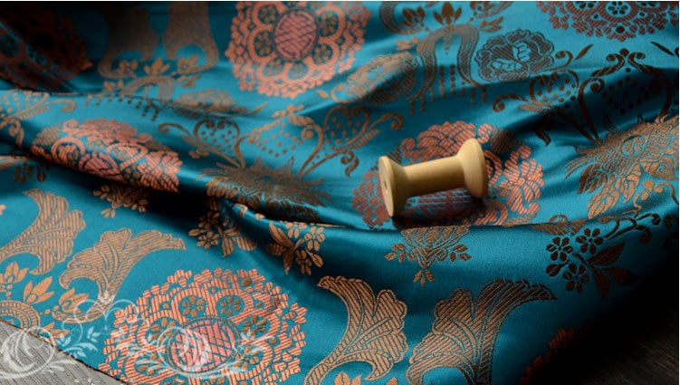 Floral Brocade Fabric: Chinese Rayon Damask, 35" Wide