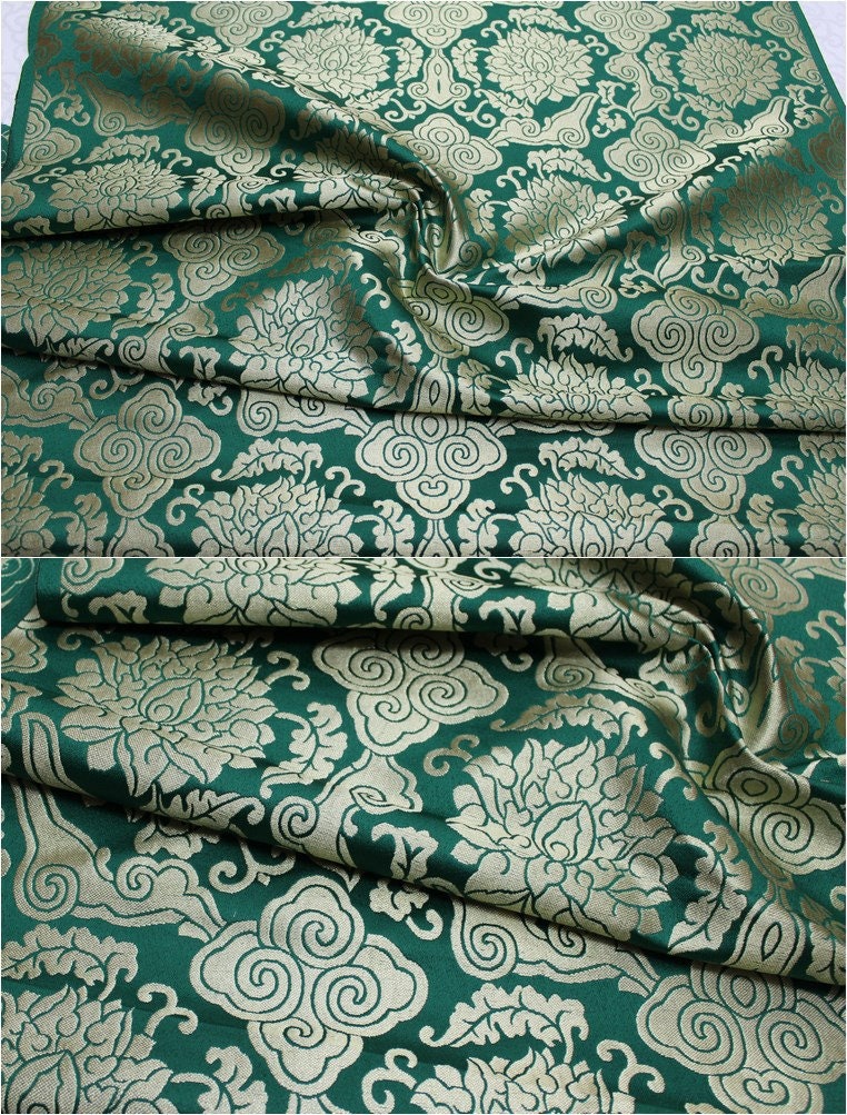 Lotus Brocade Fabric: Chinese Qipao Cheongsam Sewing, Upholstery (29" Wide)