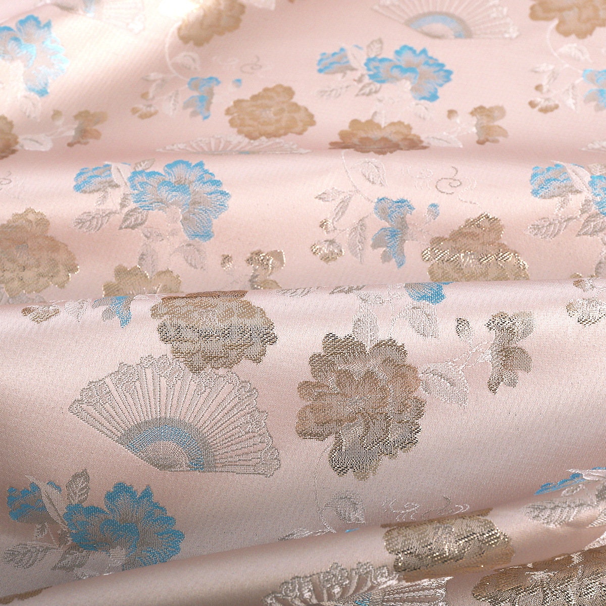 Floral Silk Brocade Fabric: 59"W Cheongsam Costume Material