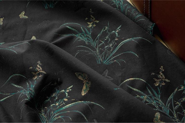 Butterfly Brocade Fabric: Japanese Silky Upholstery, Costume, Decor