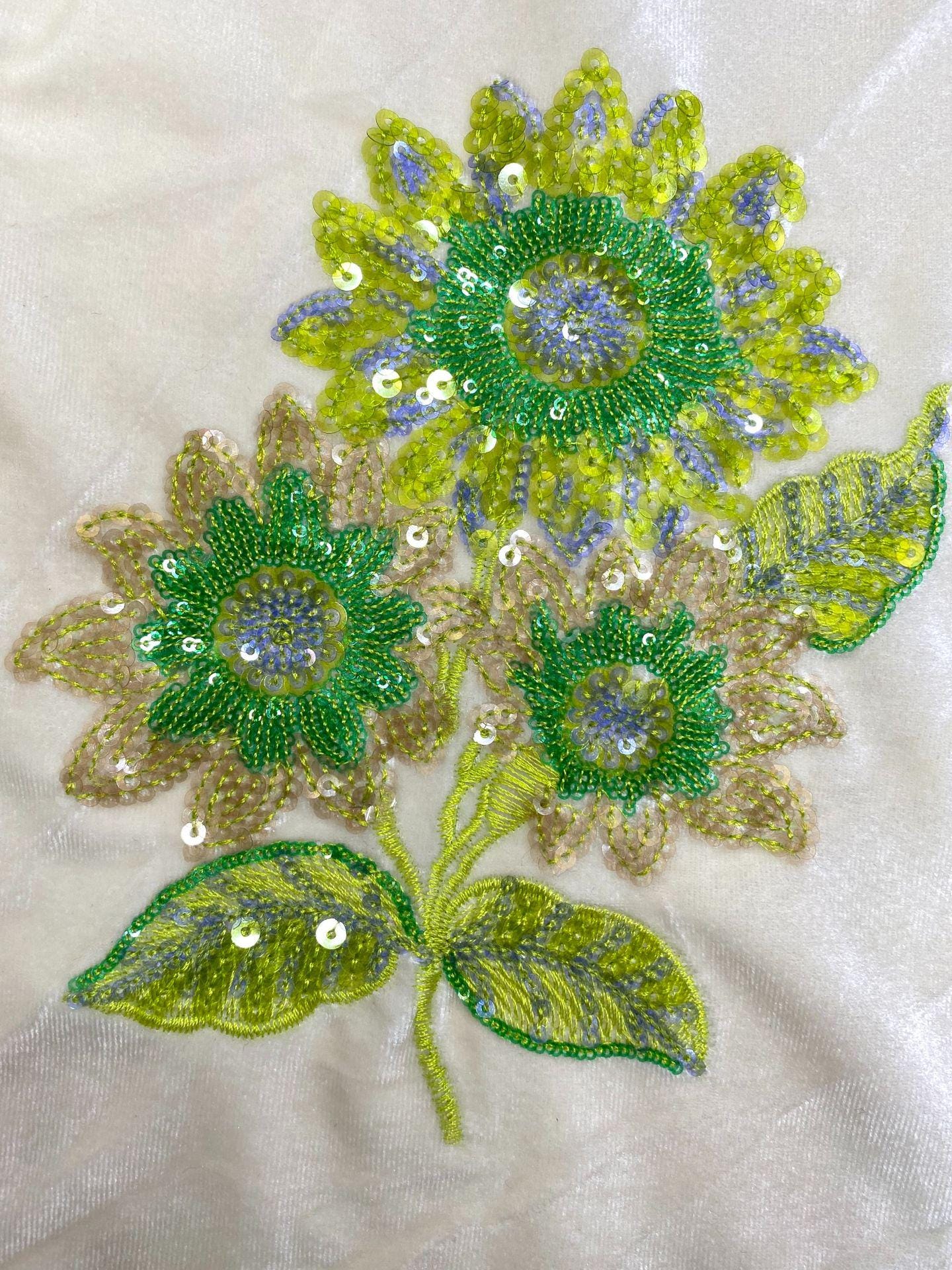 Velvet Embroidery Fabric: Beaded Pillar Design, 49"W Designer Material