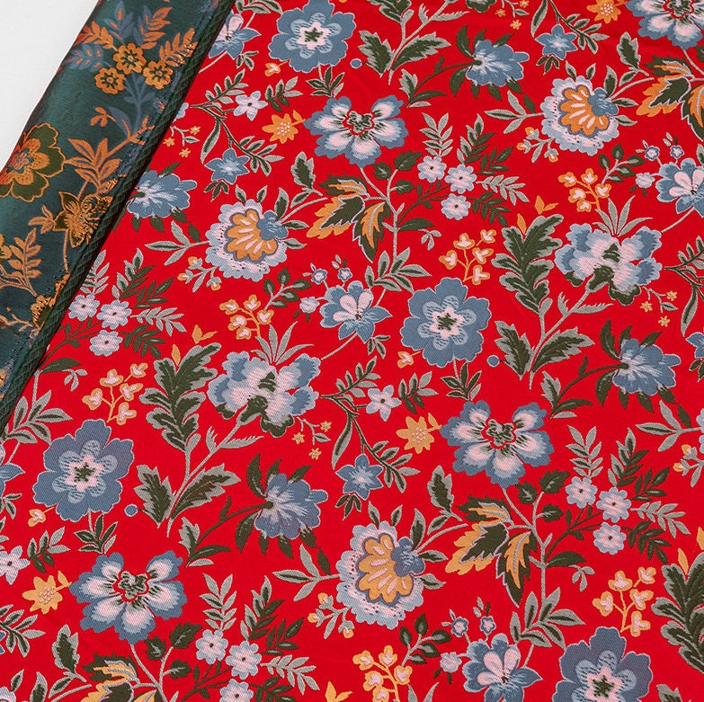 Tissu brocart jacquard Nishijin : tissu réversible à motifs floraux pour kimono, 150 cm de large