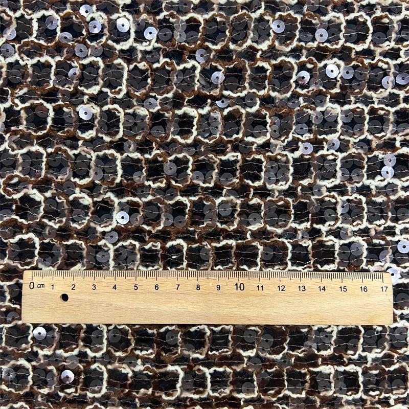 Beaded Lace Fabric with Rope Embroidery - Autumn Winter Texture