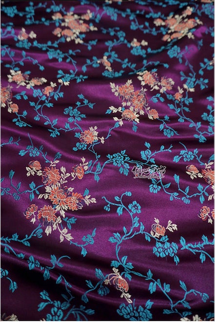 Peony Silk Brocade Fabric: 29.5"W Rayon Damask