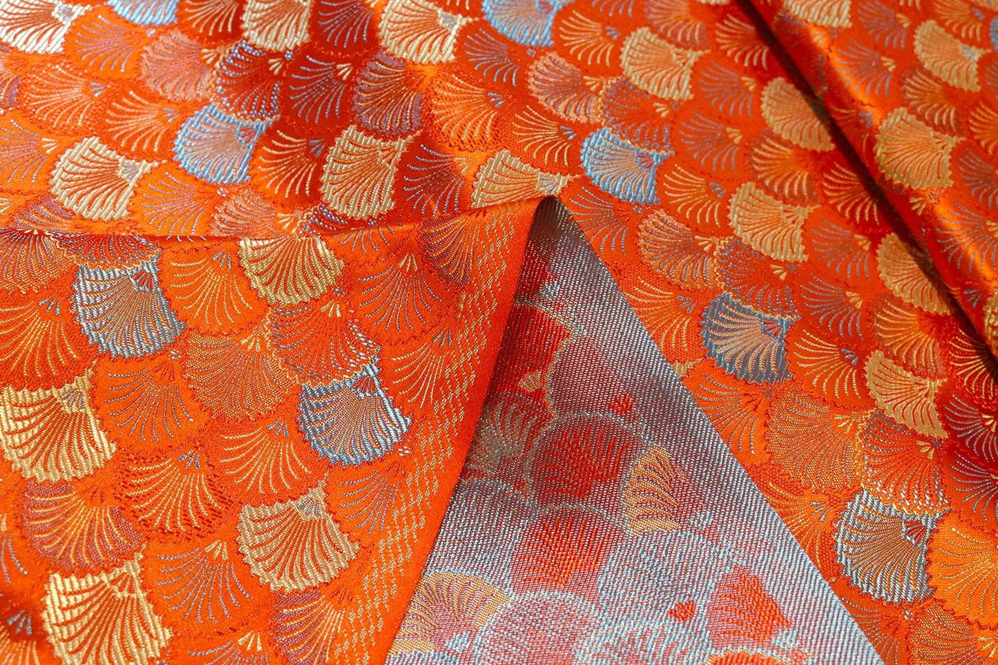 Japanese Shell Kinran Fabric: Rayon Jacquard Brocade (29.5"W)