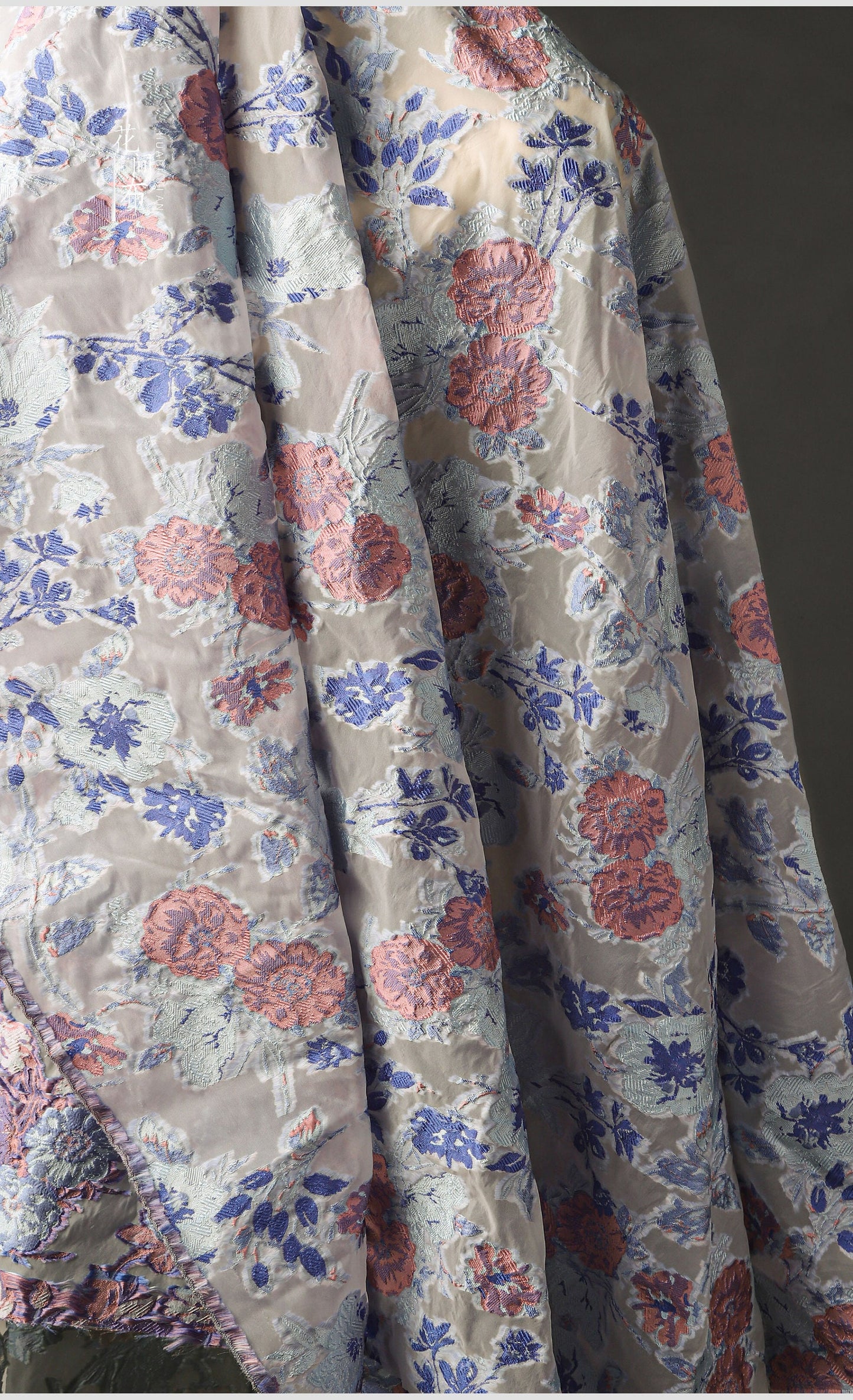 Floral Jacquard Embroidery Fabric: 54"W 3D Relief Polyester