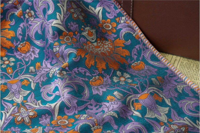 Floral Jacquard Fabric: Ancient Colors 3D Texture, 59"W