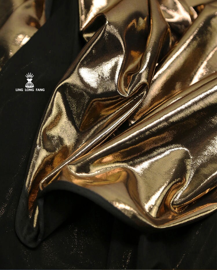 Metallic Gold Faux Leather Fabric: 4-Way Stretch, 56" Wide, Costume Decor