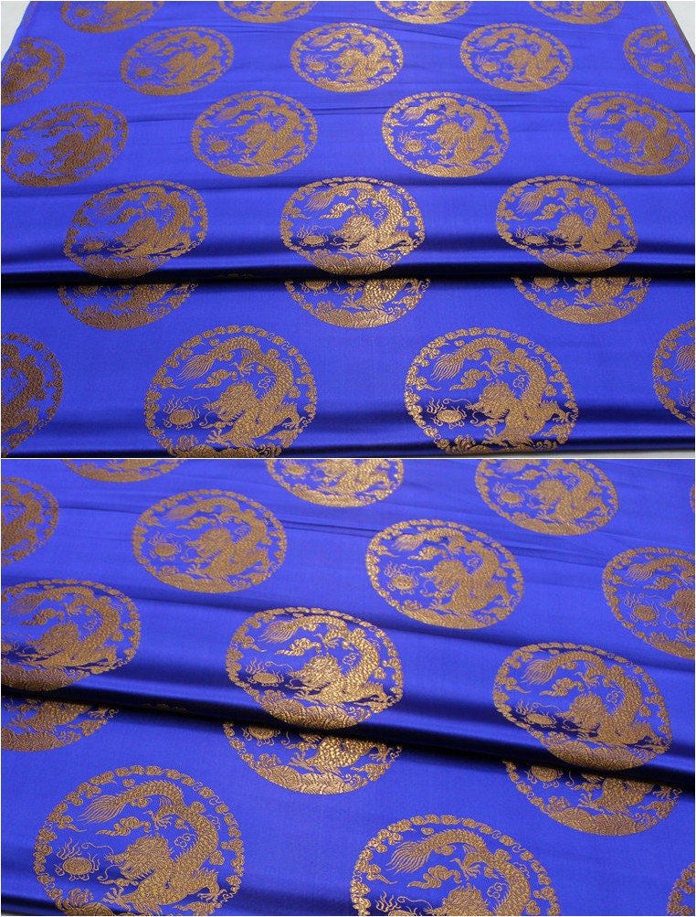 Dragon Brocade Fabric: Multicolor Silk Rayon Blend, Upholstery Sewing Material