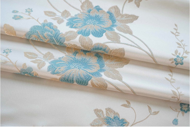 Floral Damask Brocade Fabric: 56"W Polyester Rayon Blend