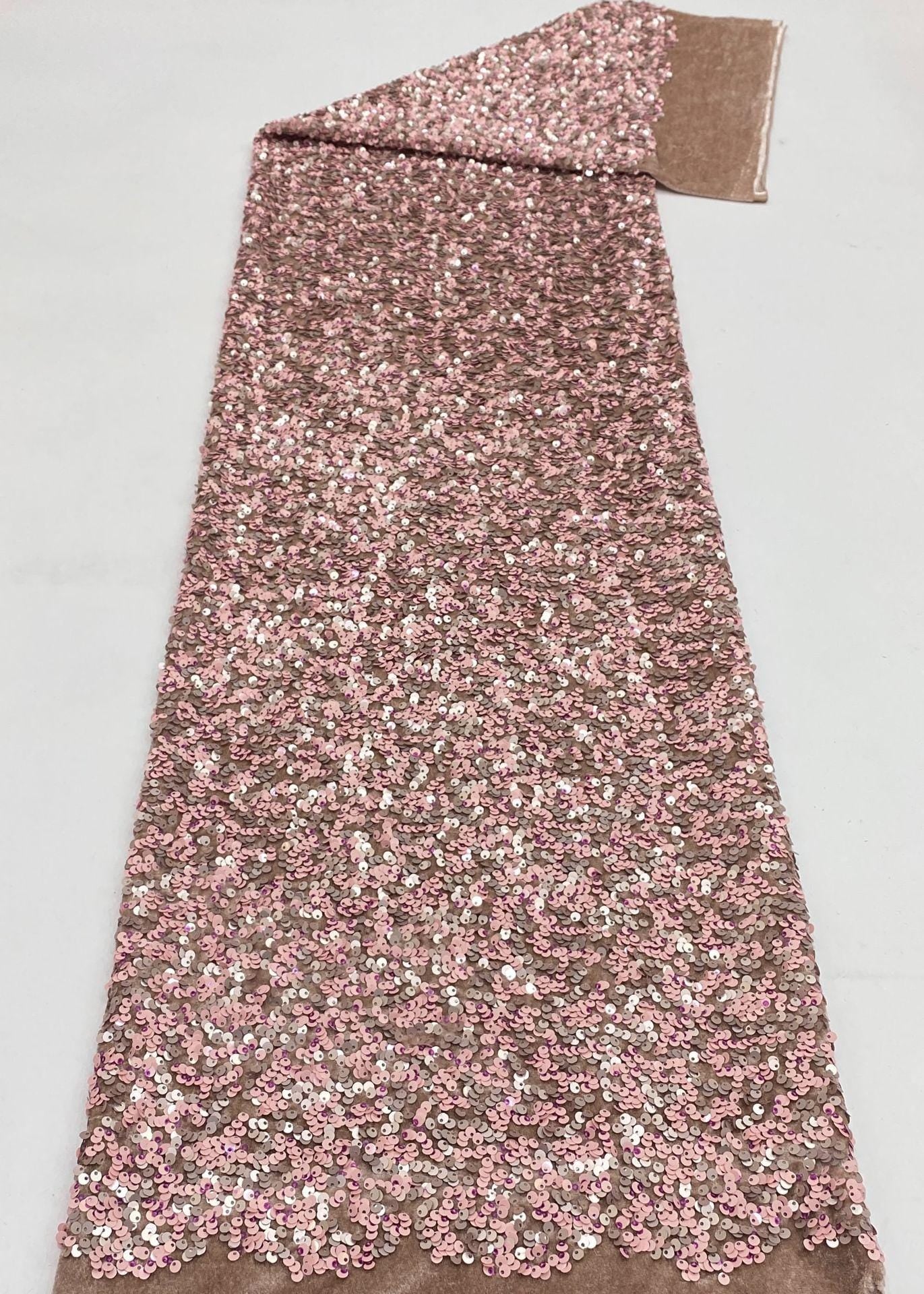 Velvet Sequin Embroidered Fabric 3mm & 5mm Multicolor Sequins ��� Evening Dress, Shoes, Bags, Hats, Couture Fabr" Wide