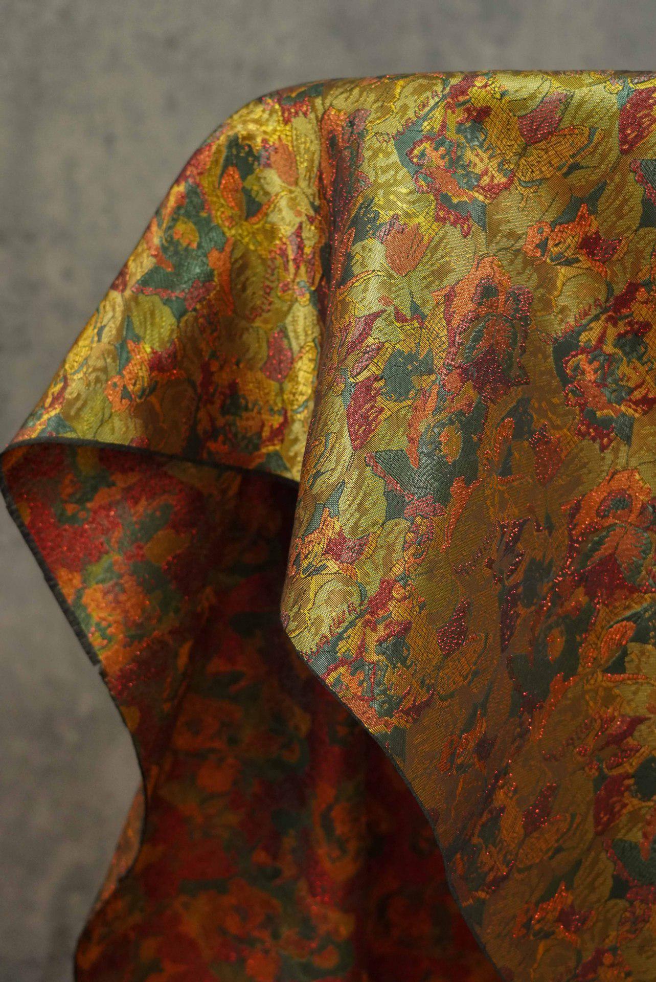 Dunhuang Pattern Silk Brocade Fabric: Emperor Tibetan Style, Upholstery & Costume