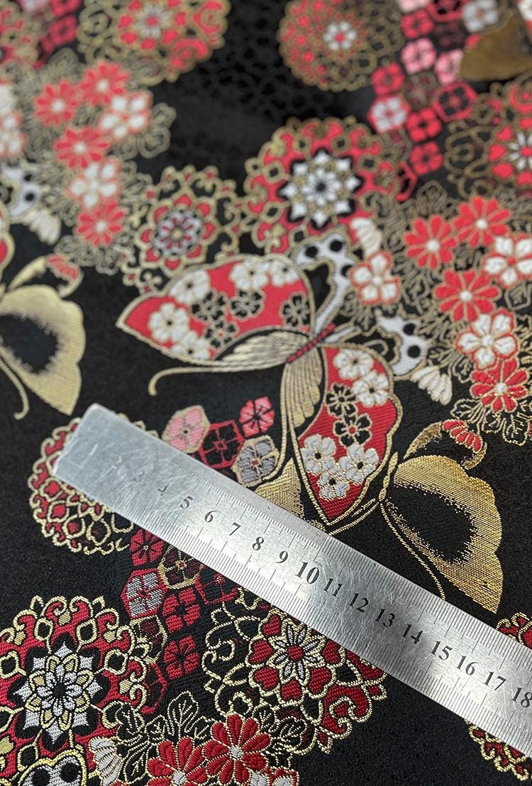 Nishijin Brocade Fabric: Japanese Butterfly Flower Style (by the meter)