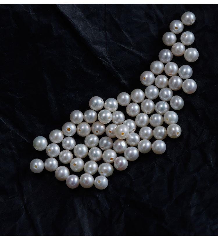 4���4.5mm Natural Round Freshwater Pearls ��� Half-Drilled Loose Beads for DIY Je