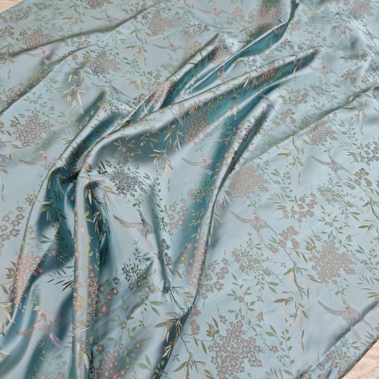 Tissu jacquard brocart Nightingale : style chinois pour la confection de vêtements et la décoration intérieure, largeur 150 cm