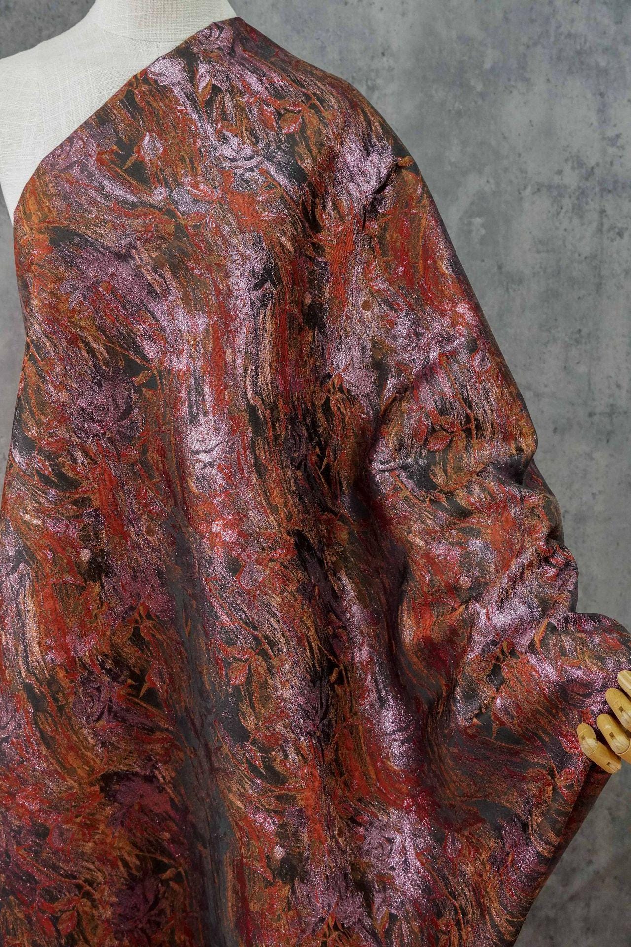 Abstract Art Jacquard Fabric: Gold & Silver Metallic Brocade, 65" Wide