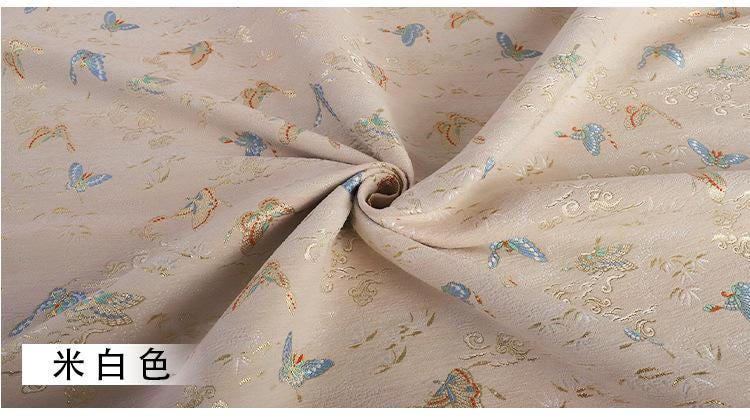 Butterfly Chenille Fabric: Gold Weave Mongolian Tibetan Pattern, 58"W
