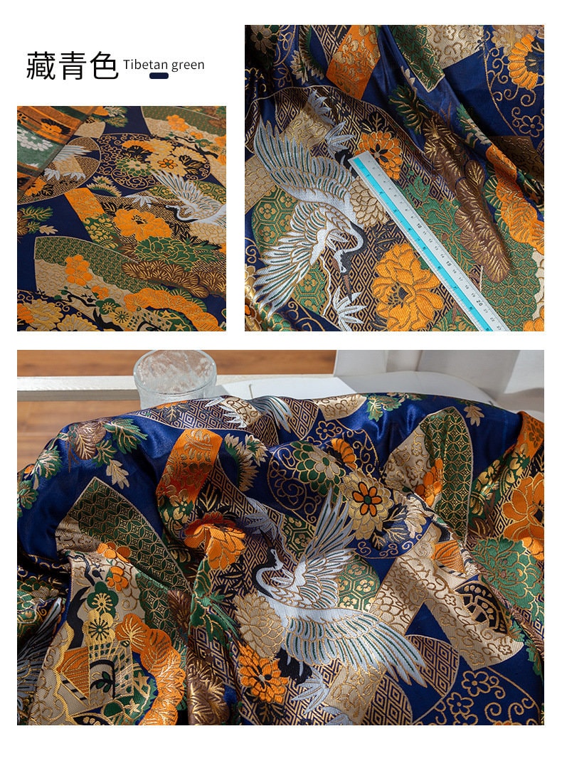 Tissu brocart de soie Kirin japonais : tissu d’ameublement tissé Nishijin coloré (largeur : 150 cm)