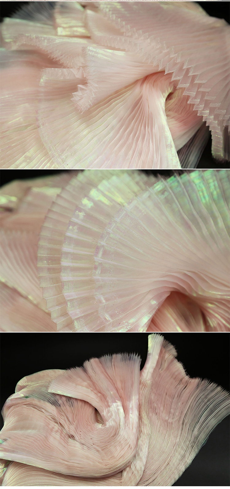 Mermaid Iridescent Pleated Organza Fabric: 55" Wide Designer Material