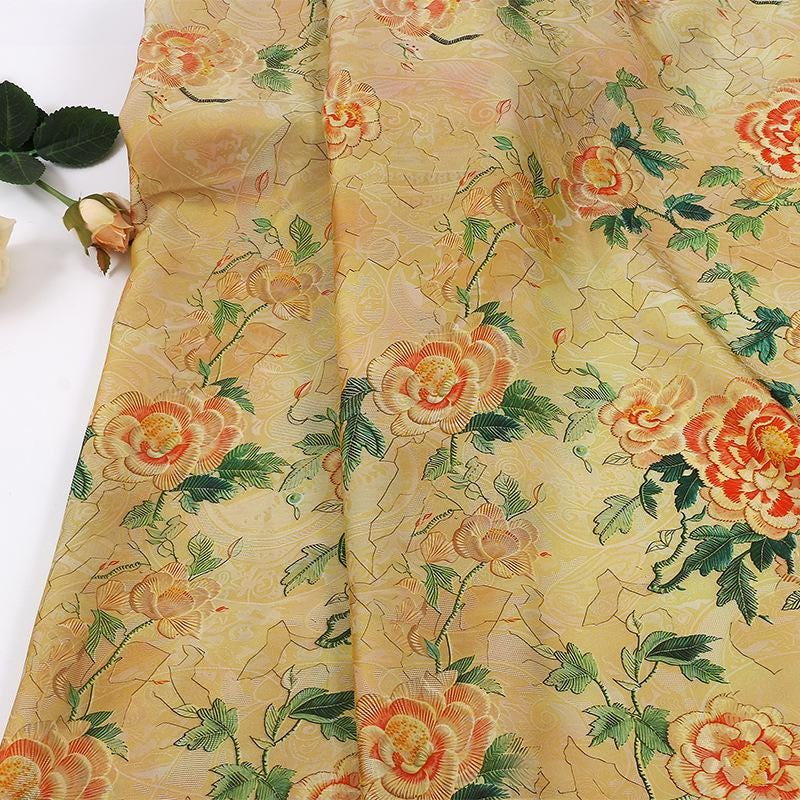 Breathable Light Green Landscape Shimmer Brocade Jacquard Fabric, 59" Wide, 3 patterns - Poppylollipop