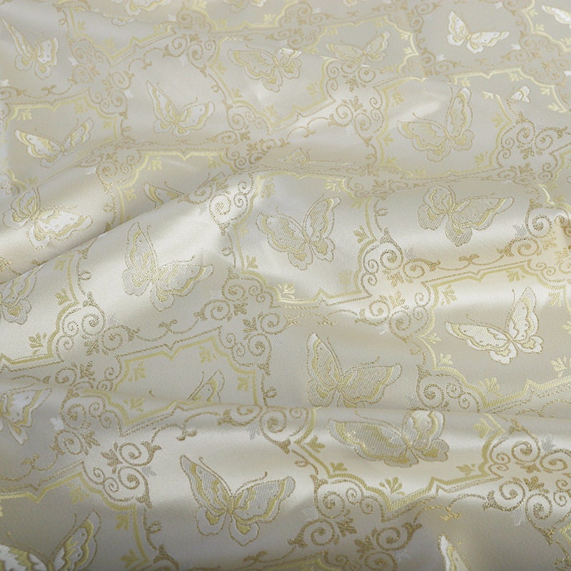 Butterfly Linen Fabric: Dunhuang Fresco Style, 59"W, Upholstery & Sewing