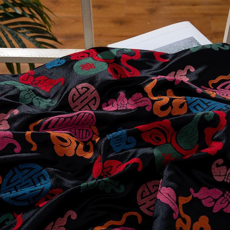 Colorful Gourd Silk Brocade Fabric: 55" Upholstery & Costume