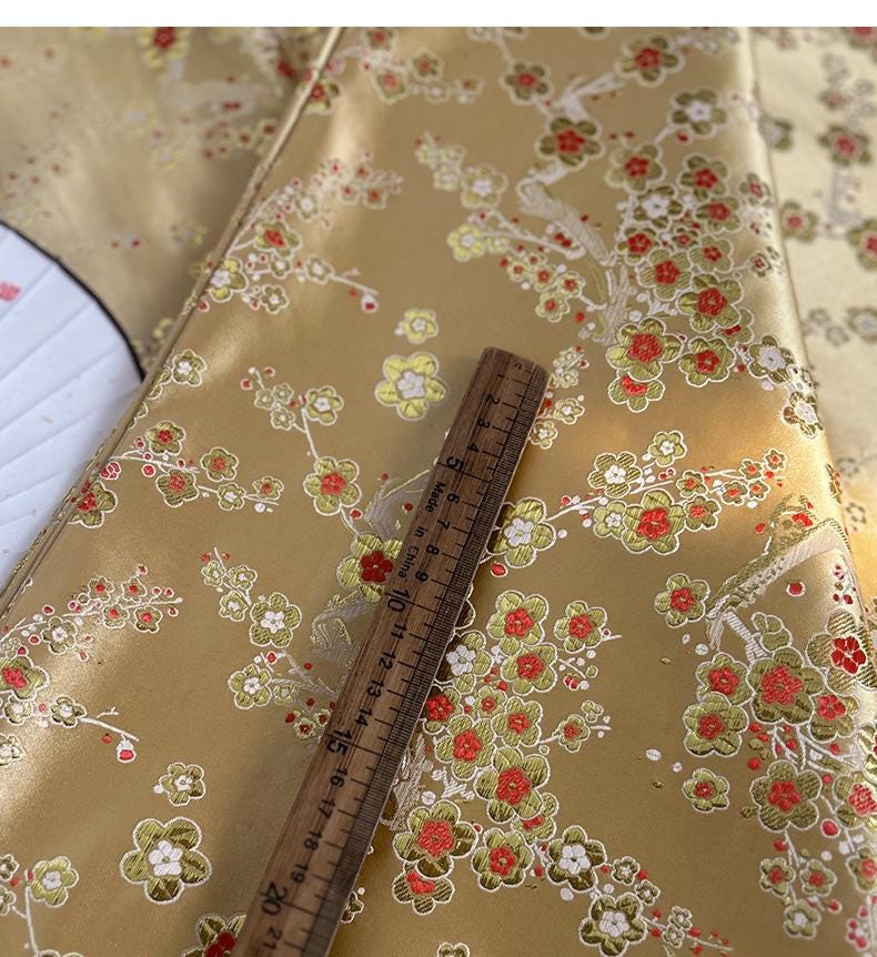 Plum Blossom Brocade Fabric: 29.5"W Cheongsam Cushion Damask