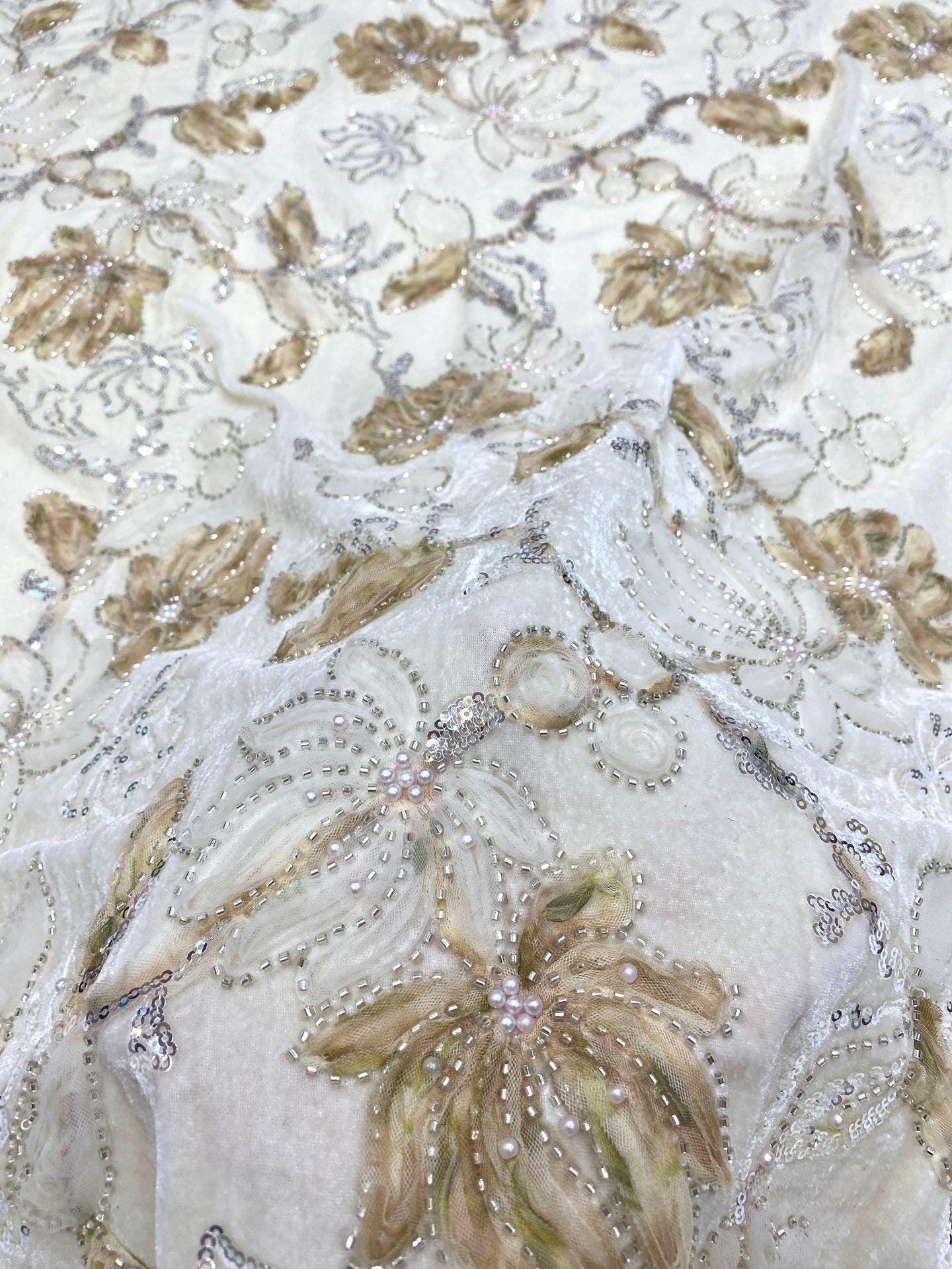 Velvet Lace Trimmed Blazer ��� Beaded Embroidery and Sequins Bridal