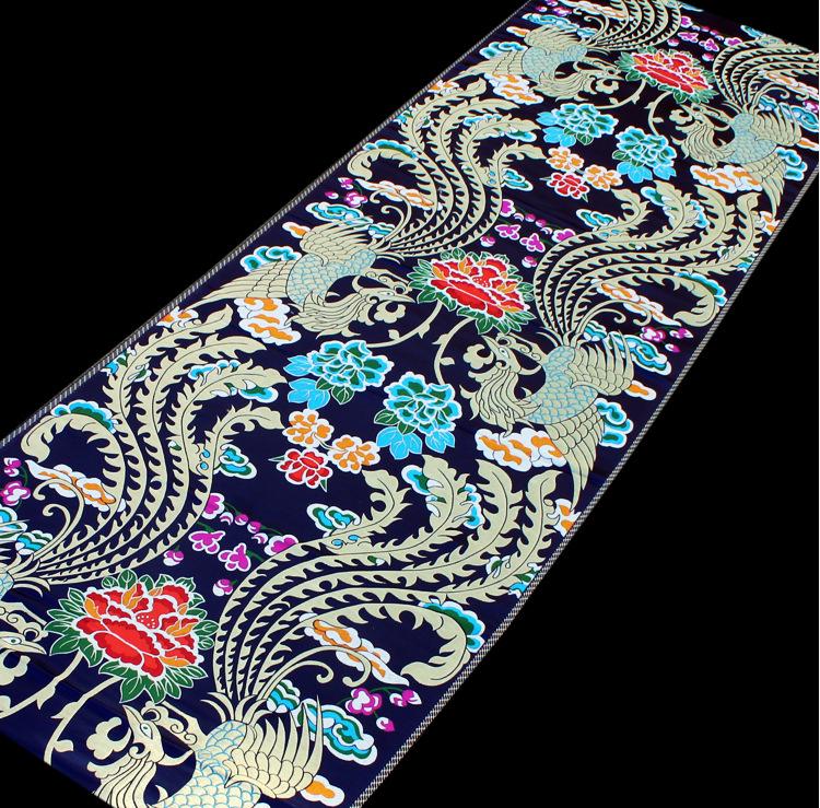 Silk Brocade Fabric: Red & Gold Phoenix Embroidery, Cheongsam Qipao Sewing (28"W)