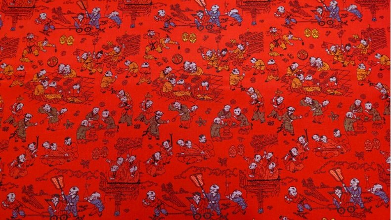 Ancient Baizi Brocade Fabric: 45"W Chinese Wedding Damask - Poppylollipop