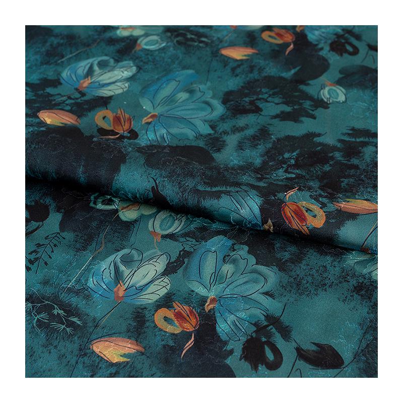 Tissu satin de soie bleu paon, couleur thé : 150 cm de large, pour ameublement, costumes et rideaux