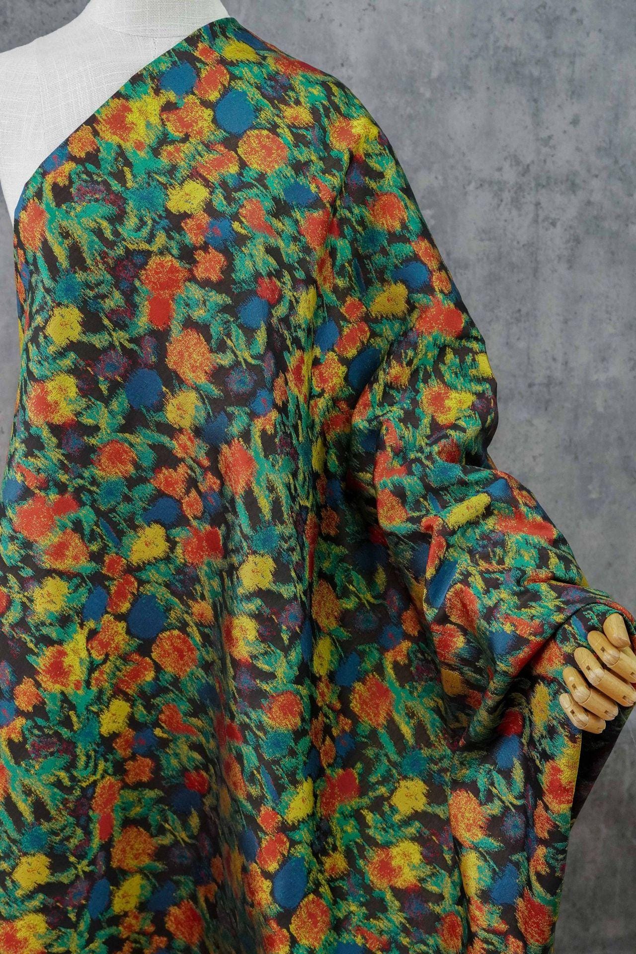 Abstract Floral Jacquard Fabric: Upholstery & Fashion Textile