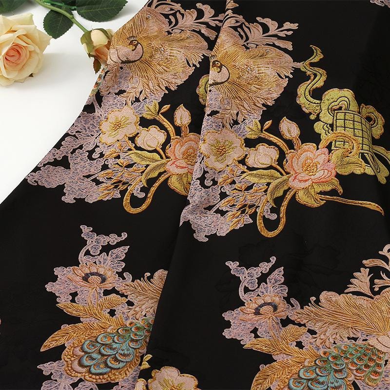 Purple Peacock Tea Silk Satin Fabric - 58"W Upholstery & Costume