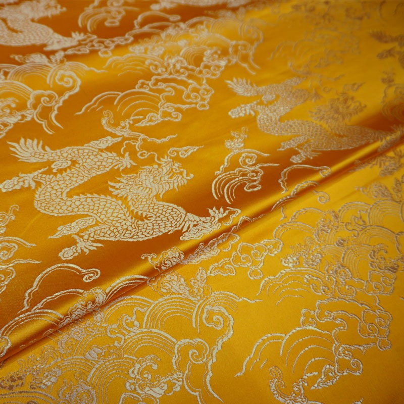 Chinese dragon robe, cheongsam, Tibetan robe, spinning Fabric, silk, satin, and brocade, 29"W