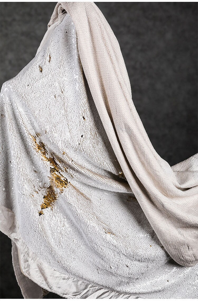 Tissu à sequins bicolores or blanc : Tissu de créateur Symphony Gradient