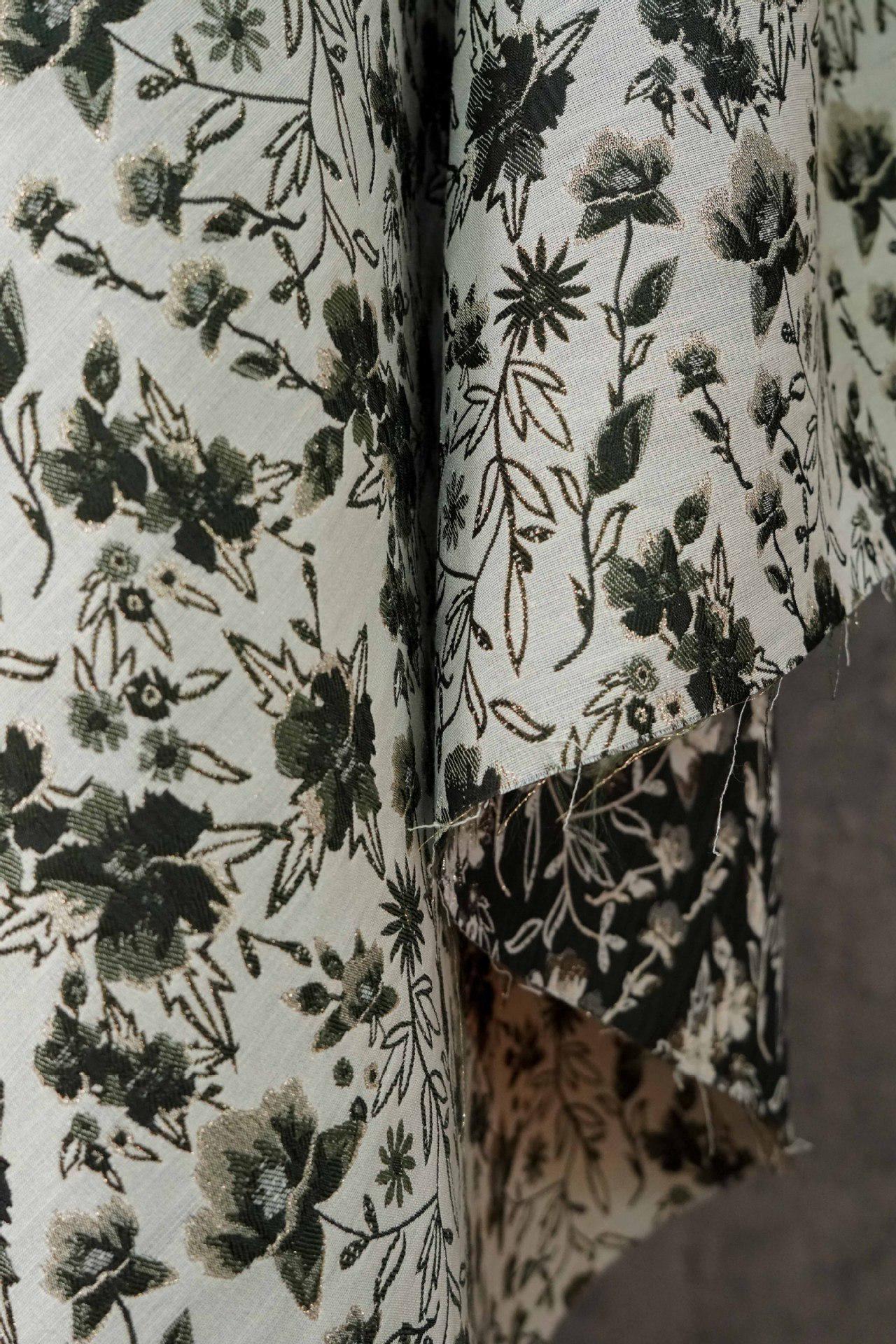 Floral Jacquard Fabric ��� Gold & Silver Threa" Wide