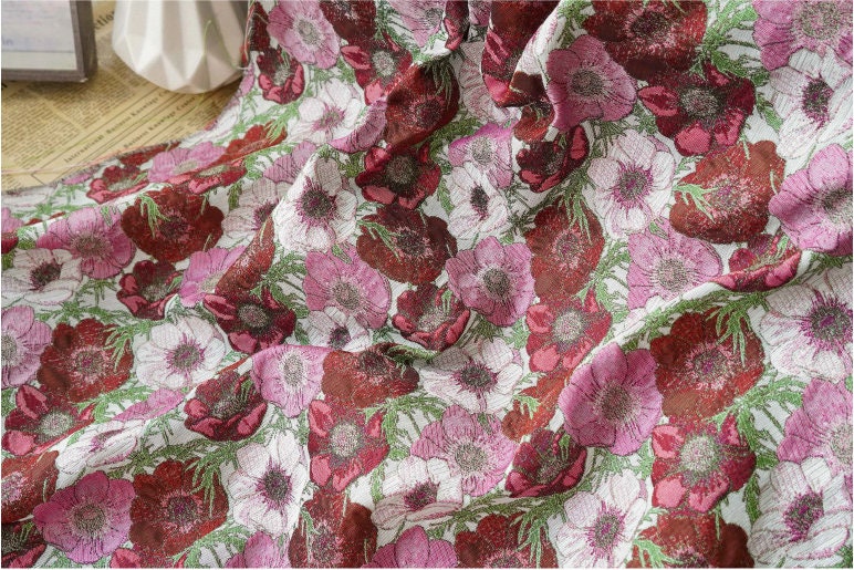 Floral Jacquard Woven Fabric: Oil Painting Style, 65" Wide