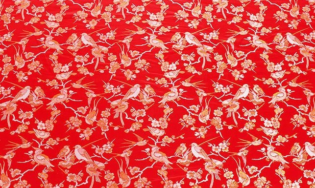 Bird Pattern Rayon Brocade Fabric: 57"W Cheongsam Costume Material - Poppylollipop