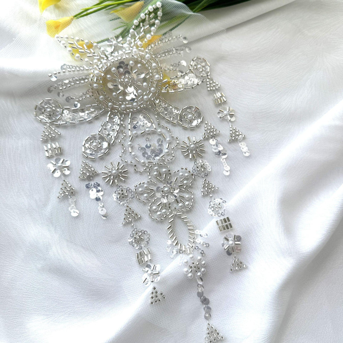Embroidered Lace Trim: Light Ivory Bridal Wedding Veil, DIY Accessory - Poppylollipop