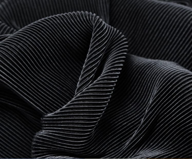 Pleated Striped Satin Fabric: Silky Crinkle Drape, 63" Wide