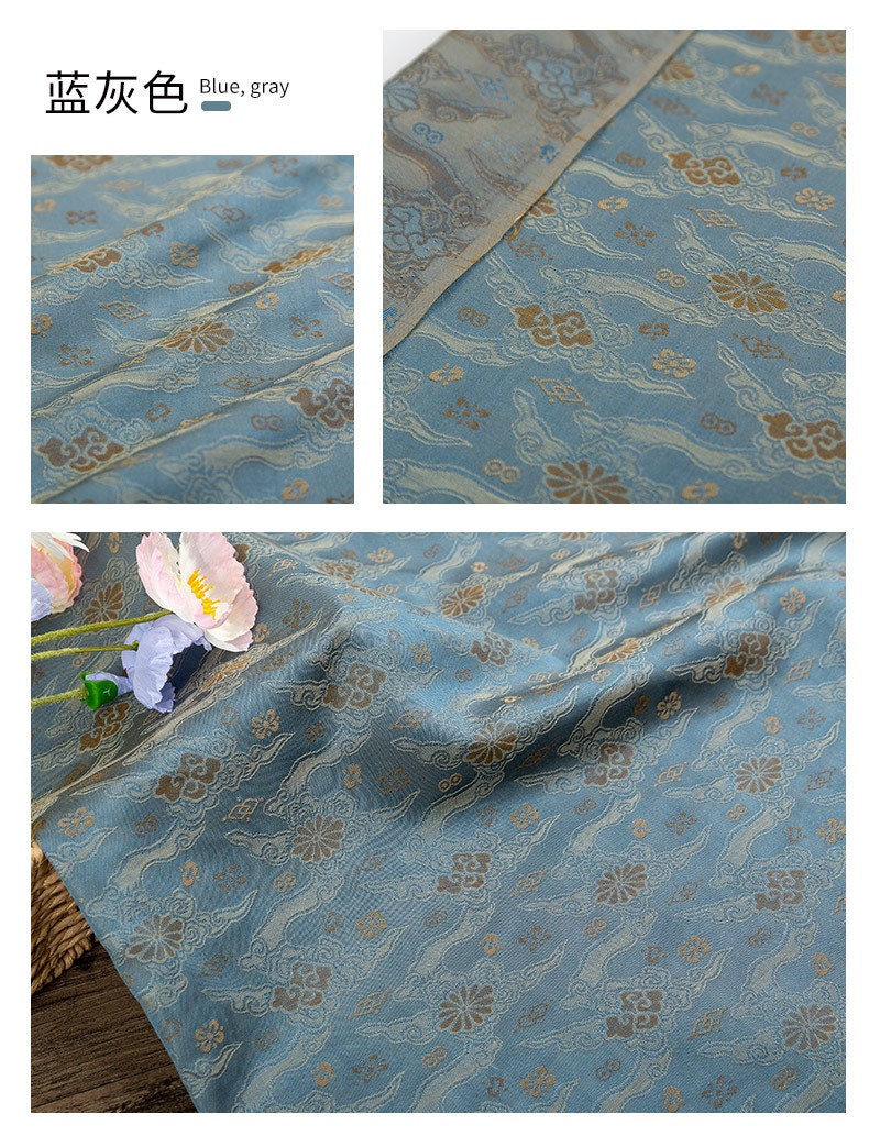 Auspicious Clouds Brocade Fabric: Rayon Cotton Jacquard, Costume Decor
